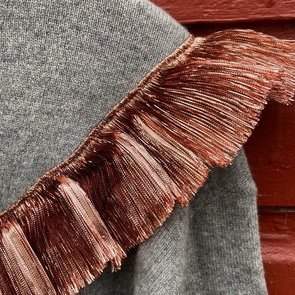 J. Crew Grey Cashmere Sweater with Lamé Fringe Women's Size XXS - Picture 11 of 11